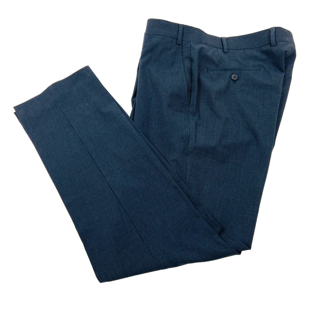 MICHAEL KORS Mens 36x32 Navy Check Soft Wool Dress Pants/Slacks